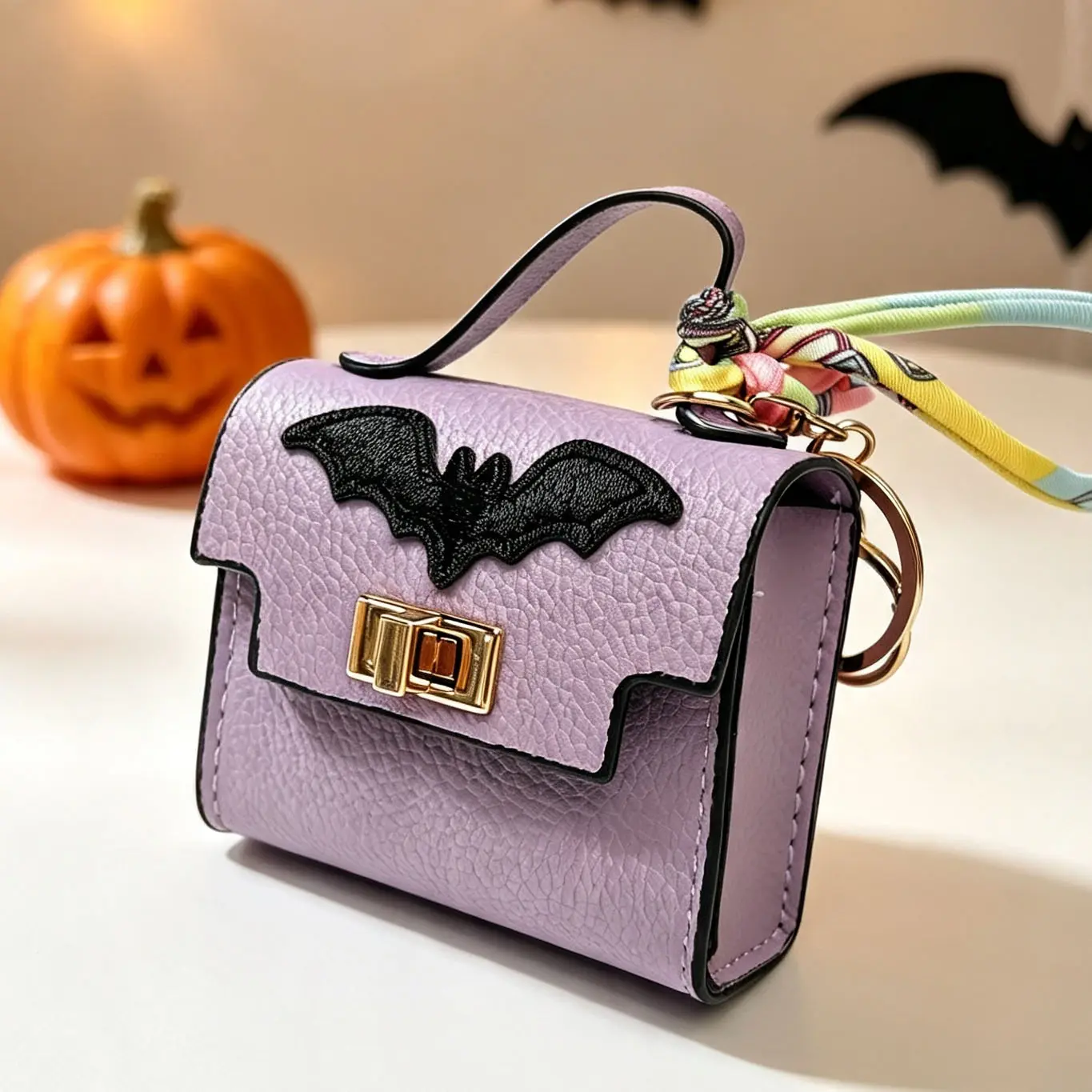 Purple Halloween Square Coin Purse Keychain Purple Halloween Square Coin Purse Keychain