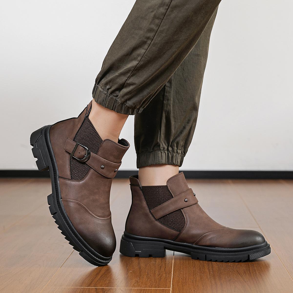 Men’s loafers, high-heel ankle boots, non-slip men’s shoes, trendy men’s boots, durable, stylish, retro, classic men’s shoes