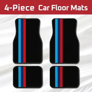 4Pcs M Power Stripe Car Floor Mats, Premium Performance Automotive Interior Liners, Non-Slip & Durable, Fits BMW Trucks, Sedans, SUVs, M-Series Car Decor, Perfect Gift for BMW Fans & Christmas