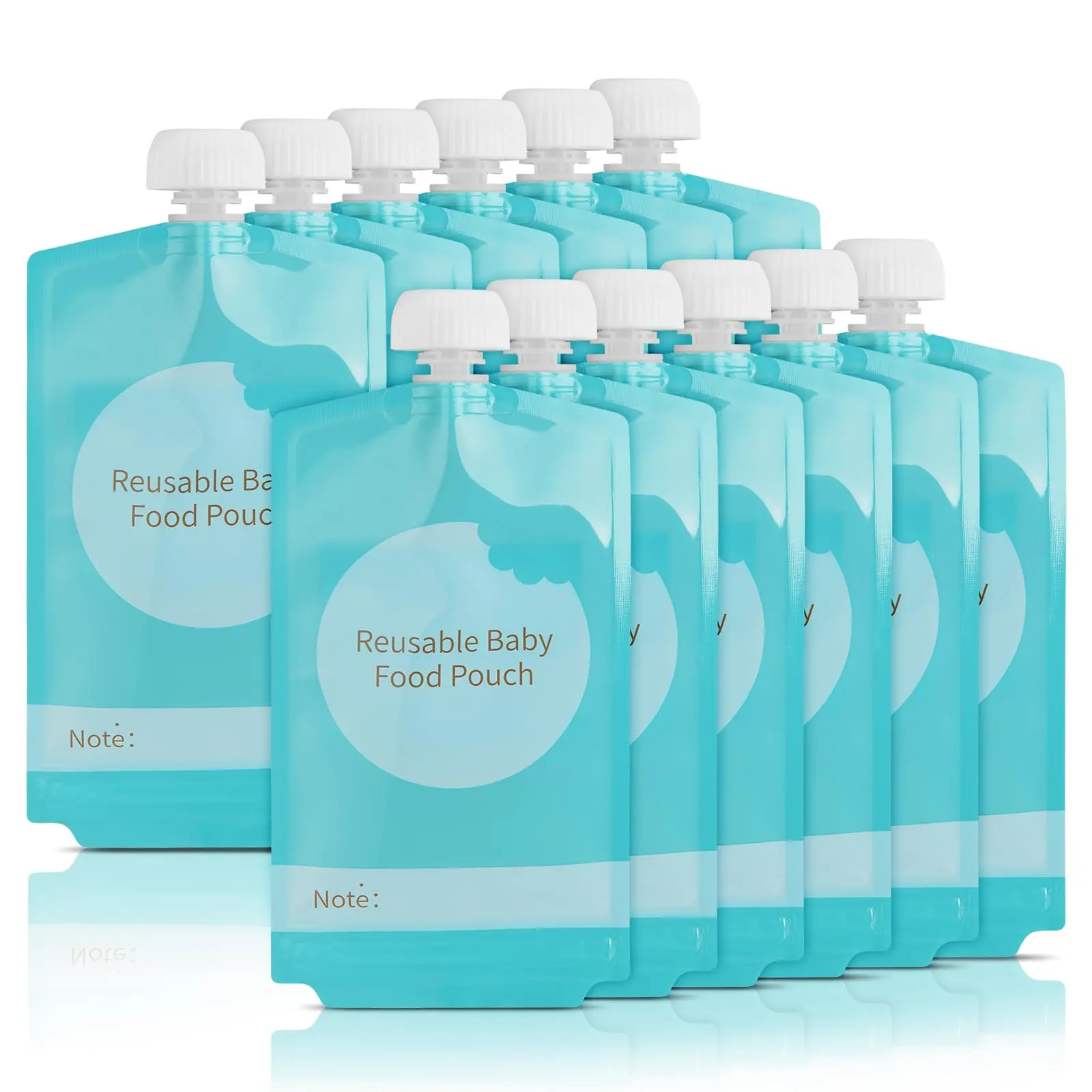 Reusable Food Pouches - 12pcs 7oz Refillable Storage  Squeeze Homemade Applesauce Yogurt Smoothie Puree For Washable Freezer Safe