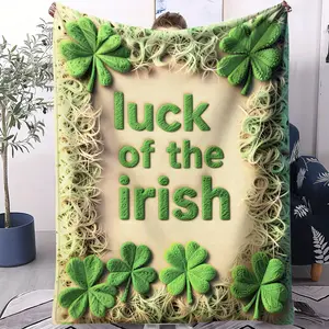 Irish Lucky Straw Flannel Blanket, Rustic Printed Decorative Flannel Blanket, Soft and Cozy Microfiber Fabric, Suitable for Home, Office, Travel, Camping, Brings Peace and Relaxation