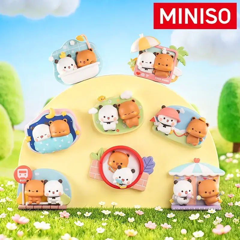 MINISO Yier & Bubu Bear Fridge Magnet Set,Cute Kawaii 3D Resin Refrigerator Magnets, Cute Cartoon Bear Panda Couple Magnets Kawaii Aesthetic Decor For Refrigerator Cabinet Locker Lovely Kitchen Room Ornament For Teen Girls