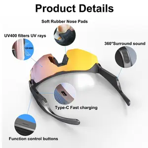 2026 Modern Smart Music Sunglasses, Wearable Wireless Glasses with Bluetooth 5.3 Headphones, Open-Ear Stereo Sound, UV400 Polarized Lenses, Built-in Mic, 5-Hour Battery, 44g Lightweight Music Player for Outdoor Sports & Daily Wear