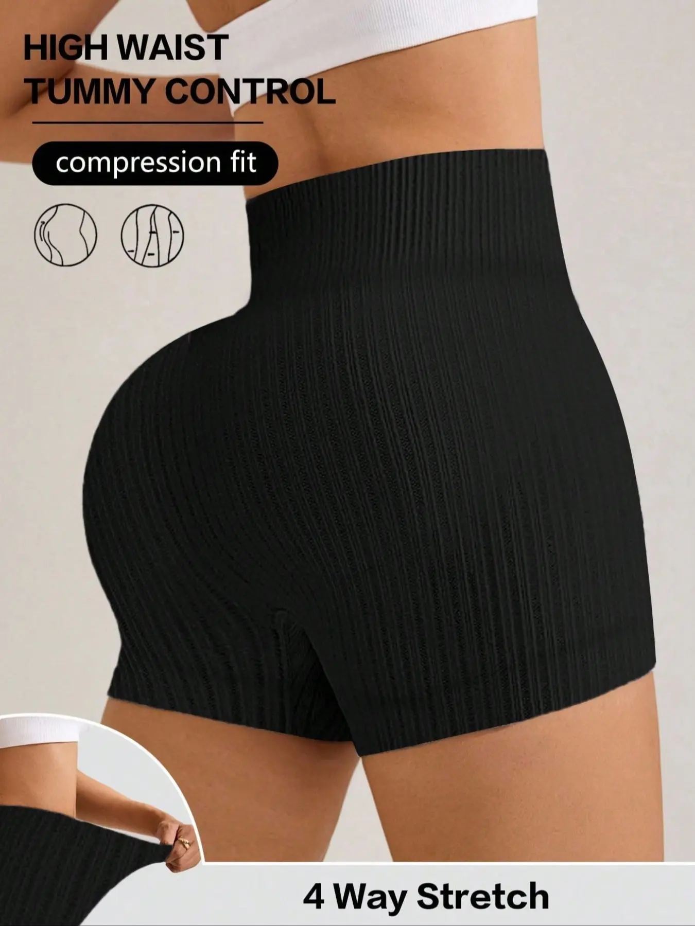 Seamless Knitted Ribbed Women's Sports Tight Pants, Yoga Shorts, Sporty Short Pants, Yoga & Fitness Wear, Ladies Workout Bottoms, Stretch Knit Shorts, Yoga Clothes