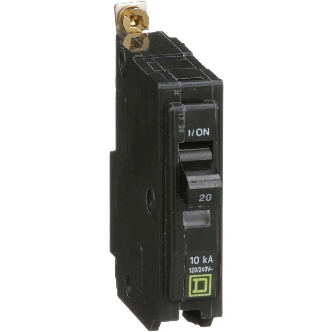 Square D QOB120 Bolt-On Circuit Breaker, 20A Single-Pole, 120/240V, 10 KAIC, Thermal Trip, for Commercial Use