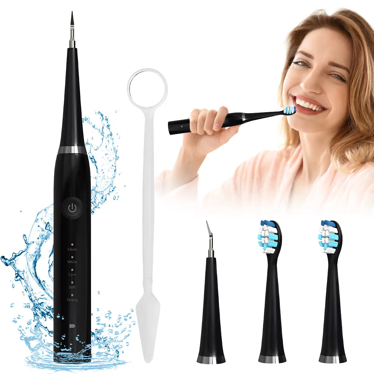 Black USB charging Electric toothbrush cleaning kit