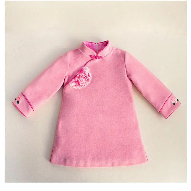 LONG SLEEVE CASHMERE BLEND CHEONGSAM TUNIC IN PINK