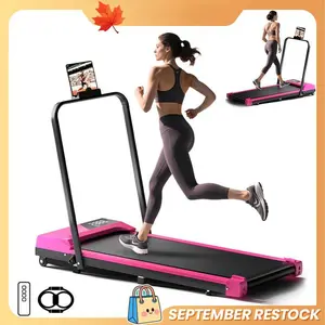 [New Arrival]Electric Folding Treadmill with Handrail, Low-Noise Motor – 265lbs Weight Capacity Spacious Belt Walking Pad, Dual Shock Absorption, Remote Control & Wheels for Easy Moving – Includes Free Resistance Bands and Remote