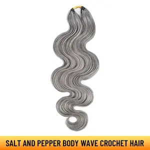 YGwigs Salt & Pepper Feather Crochet Human Hair Mircale Knots 85% Gray Body Wave