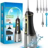 Cordless Water Flosser - Portable Rechargeable IPX7 Waterproof Plastic Oral Irrigator with 320ml Tank, USB Cable, 3 Cleaning Functions, Braces Cleaner, Water Picks for Teeth Cleaning & Flossing, Travel & Home Use