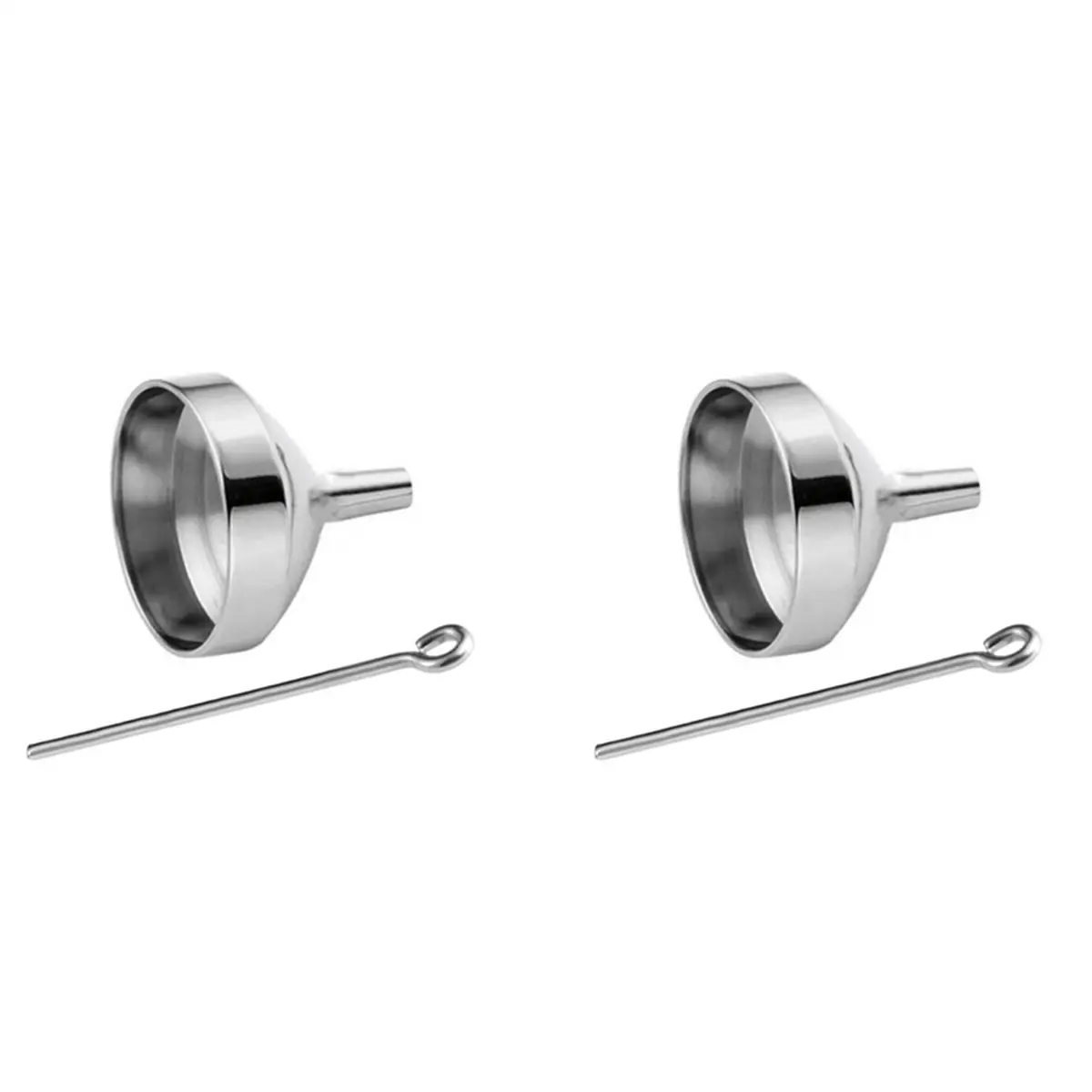 Stainless Steel Silver Narrow Neck Mini Funnel 2-Piece Kit - Automotive & Motorcycle Escape Tool Accessory, Cremation Jewelry Ashes Keepsakes Urn Filler