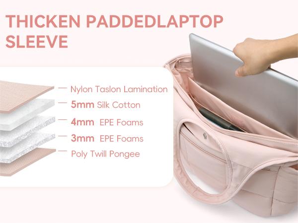 BOSTANTEN Puffy Tote Bag for Women Quilted Shoulder Bag 2PCS Large Travel Duffel Bag for Travel with Multiple Compartment