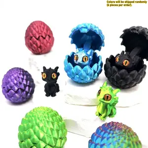 6 Pack 3D Printed Dragon Eggs, Pre-filled Easter Eggs with Surprise Toys Inside, Mini Hatching Dragon Figurines Stress Relief Toy for Kids Easter Basket Stuffers Party Favors