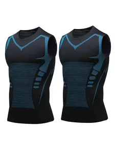 2 Pieces Mens Workout Tank Tops, Quick Drying Dry Fit Active Tight Sleeveless Muscle Athletic Shirts, 4 Way Stretch Base Layer Undershirts Gym Tops, Lightweight Sport Vest Yoga Sports Vest for Training & Leisure