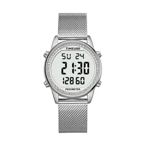 Step Counter Pedometer Watch with Stainless Steel Bracelet, Stylish Design, No App, No Charging Needed for Step, Calorie, Distance, Alarm, Countdown Timer，TU-2401