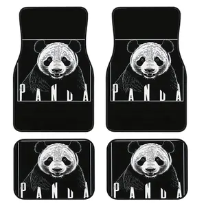 4-Piece Panda Print Car Floor Mats Set, Universal Fit for All Vehicle Types, Stylish Interior Decor, Easy Clean, Best Comfort and Protection