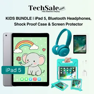 Refurbished Apple iPad 5 9.7" (Wifi) Kids Bundle: Bluetooth Headphones, Shock Proof Case, & Screen Protector (1 Year Warranty) Excellent Condition