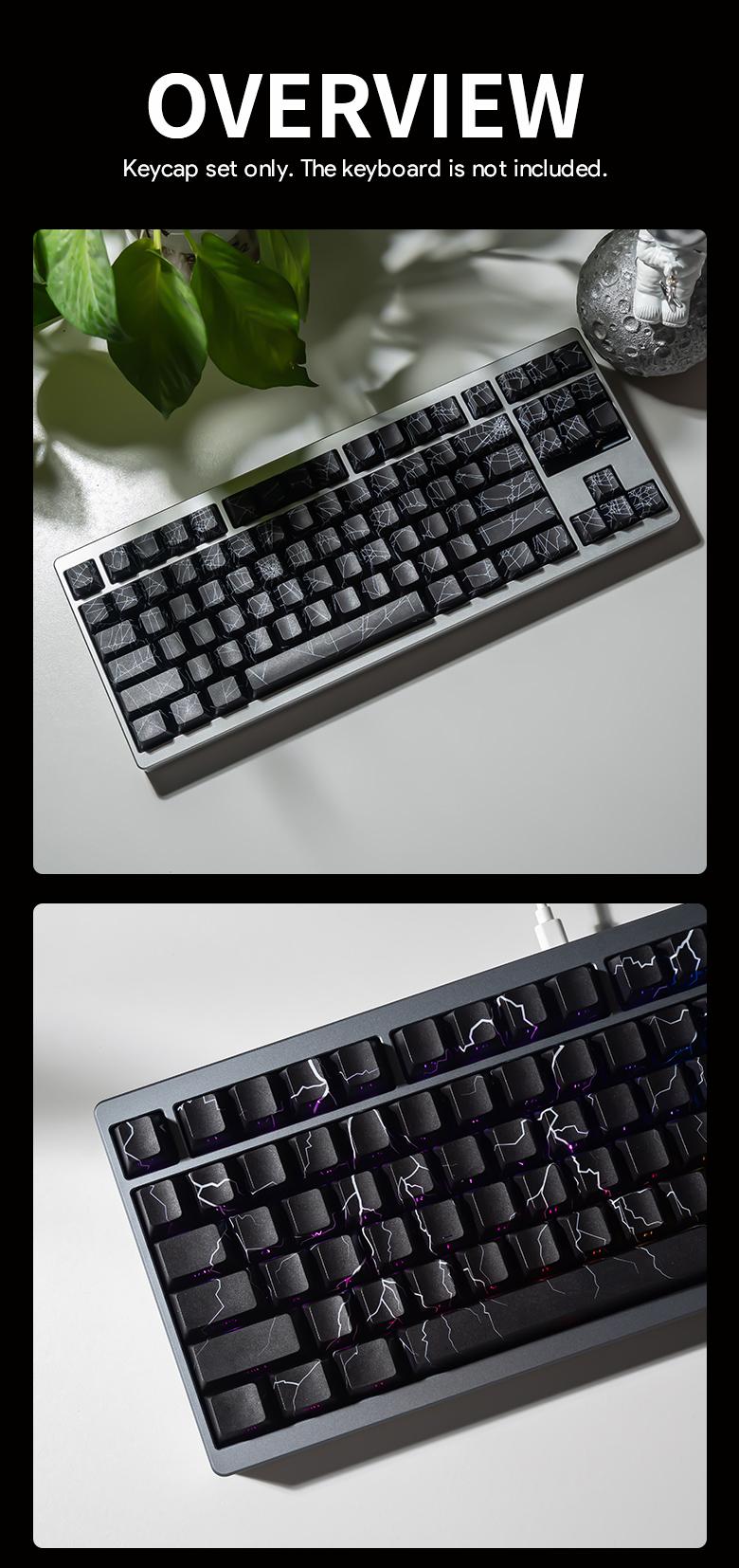 [Keycaps Only] 126-Key Spider Web Lighting Keycaps for Mechanical Keyboard, Cherry Profile Durable PBT+PC Material Side-Printed Characters Premium Magnetic Keyboard Mechanical Keyboard Accessories for Custom Gaming Keyboards and PC Gaming Room Decor