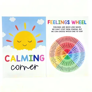 Kids Calming Corner Emotional Regulation Posters, Classroom & Home Decor with Feelings Charts, Help Children Manage Big Emotions, Anxiety & Build Positive Self-Talk