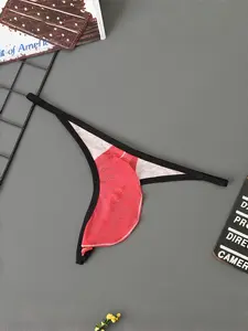 Cute Thong Panties for Young Men, Transparent Light Mesh Sexy Low Waist Elastic Comfortable Underwear, Valentine's Day Gift
