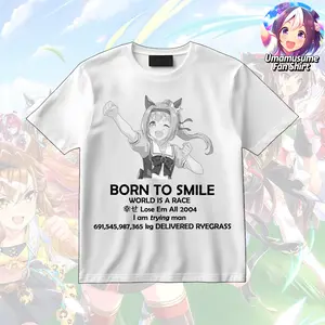 [Uma Musume Fan Shirt] "Born to Smile" Haru Urara - Uma Musume: Pretty Derby Vintage T-shirt, Uma Musume Graphic Tee, Manga Style Shirt, Horse Girl Graphic Shirt, Y2K Gaming Shirt, Gift for Men, Horse Girl Lovers, Crew Neck Shirt, Trending Shirt