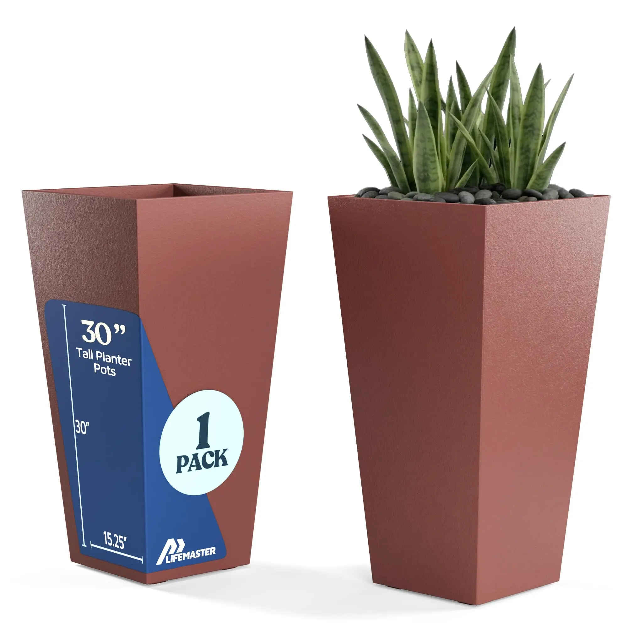 Resin Tall Tapered Planter Pot 30 Inch (Set of 1) Heavy-Duty Indoor & Outdoor Large Planter for Trees & Plants, with Removable Insert Shelf & Drainage, Pot for Front Door, Patio & Home Décor