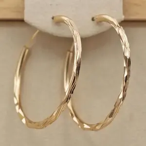 2026  Eternity Women's Hoop Earrings Metal 18K Gold Color Exquisite Texture Circle Earrings Versatile Classic Jewelry