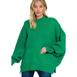 Kelly Green Oversized Mock Sweater