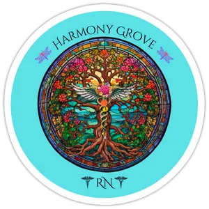 Harmony Grove RN Tree of Life Nurse Sticker: Mental Health RN Symbol Vinyl Decal