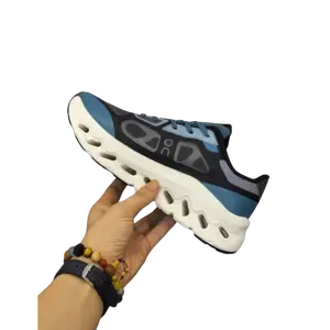 Lightweight Running Shoes Black Blue - Comfortable Sports Trainers Hexagonal Sole Gym Training Walking