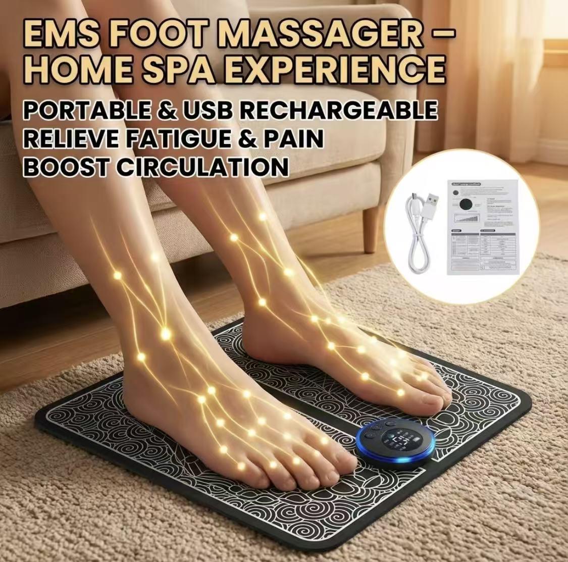 EMS Foot Massager Mat with Remote Control, Rechargeable Portable Foot Massage Mat for Daily Relaxation