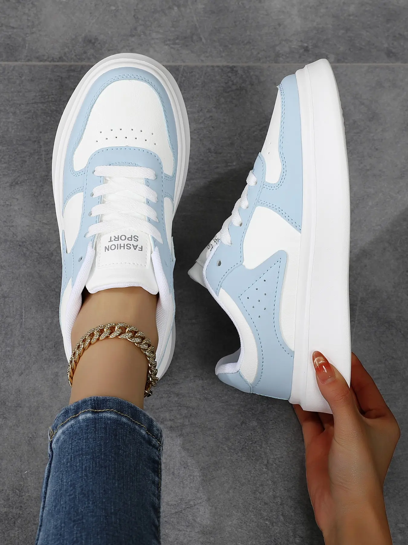 Women's Urban Style Low Top Athletic Training Shoes, Colorblock Design, Breathable PU Leather, Shock Absorption, Casual Footwear for Daily Wear, Colorblock Sneakers, Casual Walking Sneakers