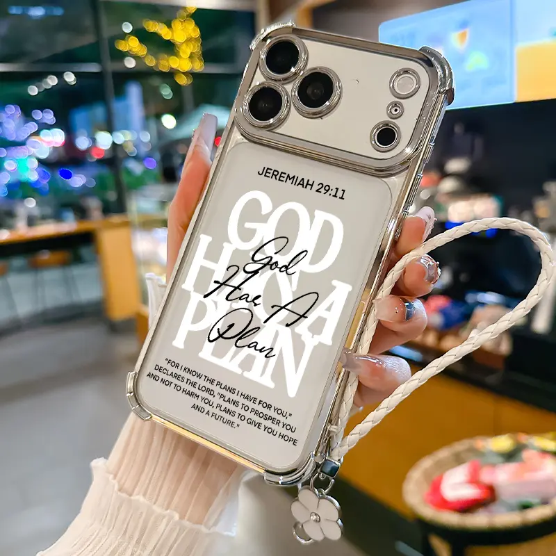 God Has A Plan Pattern Phone Case for iPhone Samsung Galaxy 17Pro Max Air 16 15Plus 14 13 12 11 S26 S25 S24 S23 S22 Cases, Shockproof Drop, Protection Durable, Empowering Scripture Verse Pattern Durable Bumper with Lanyard Art.