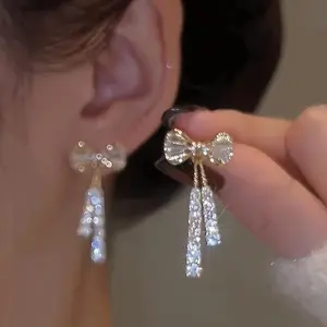 Elegant Bow Zirconia Earrings for Women-Sparkling Everyday Wear Jewelry with Exquisite Design, Perfect Gift for Special Occasions, Novel Earrings
