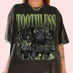 Retro Bootleg Toothless Graphic Tee, Aesthetic Astrid Night Fury Dragon Tshirt, Cartoon Movie Tee, Gift For Him and Her