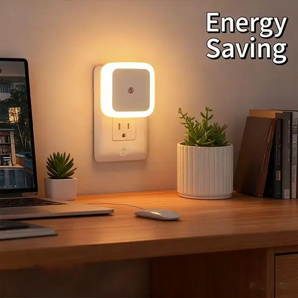 6 Pack LED Night Lights with Dusk-to-Dawn Sensor Warm White Plug-In Lights for Kids' Room Bedroom Bathroom Nursery Stairs & Hallway Home Lighting