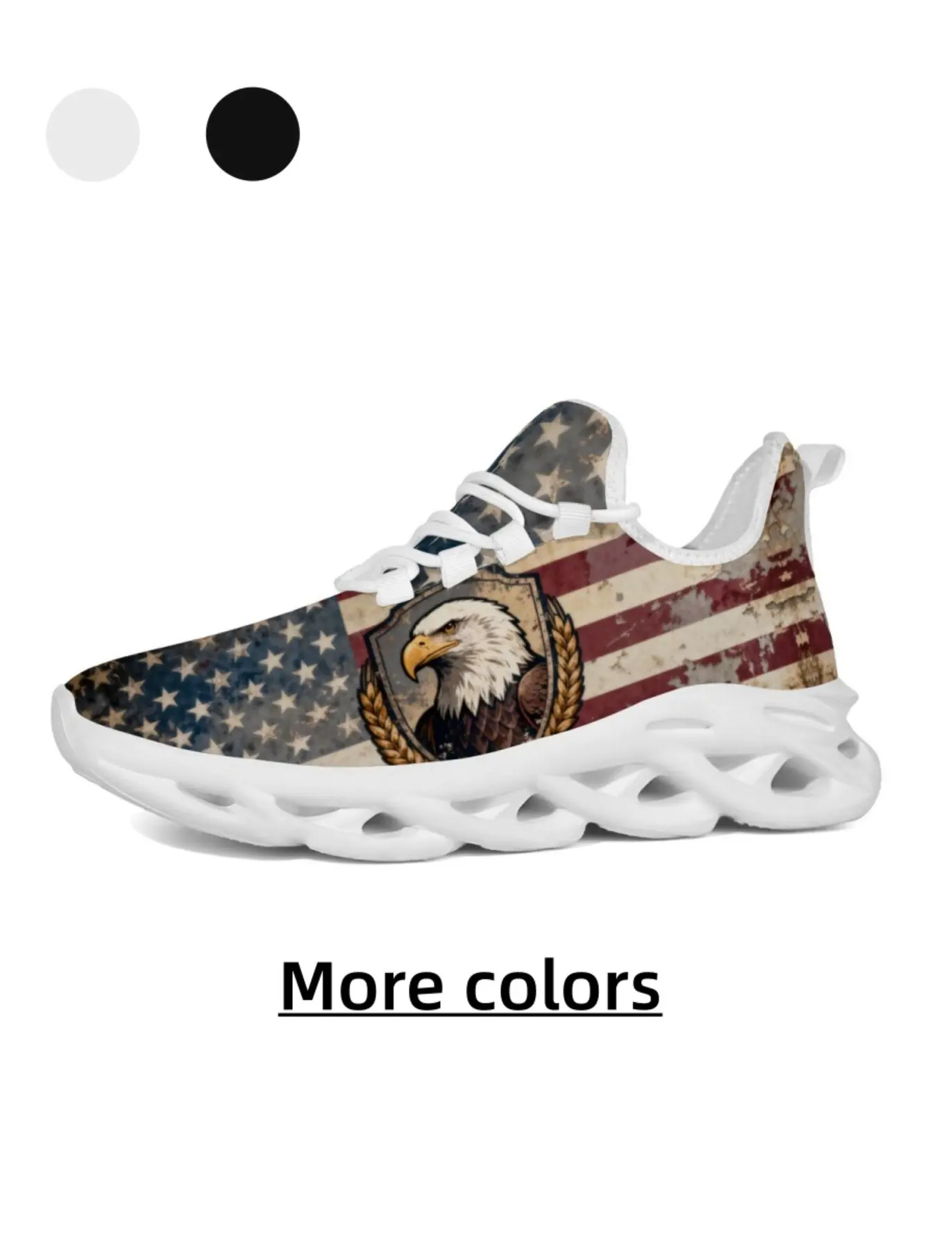 Unisex Vintage USA Flag Eagle Trendy Sneakers - Lowtop Casual Sneaker, Casual Trainers, Skin-Friendly Mesh, High Bounce Shock-Absorbing Non-Slip for Daily/Outdoor