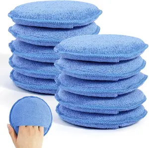 PEASUG 10-Pack Microfiber-Foam Wax Applicator Pads with Finger Pockets, Reusable Pads for Car Cleaning and Polishing