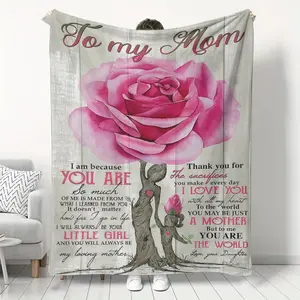 Mother's Day Gift Flannel Throw Blanket for Mom - A Gift from Daughters and Sons, Suitable for Office, Camping, Travel | Machine Washable, Four-Season Universal Gift, Birthday and Party Favors, Essential for Wilderness Survival