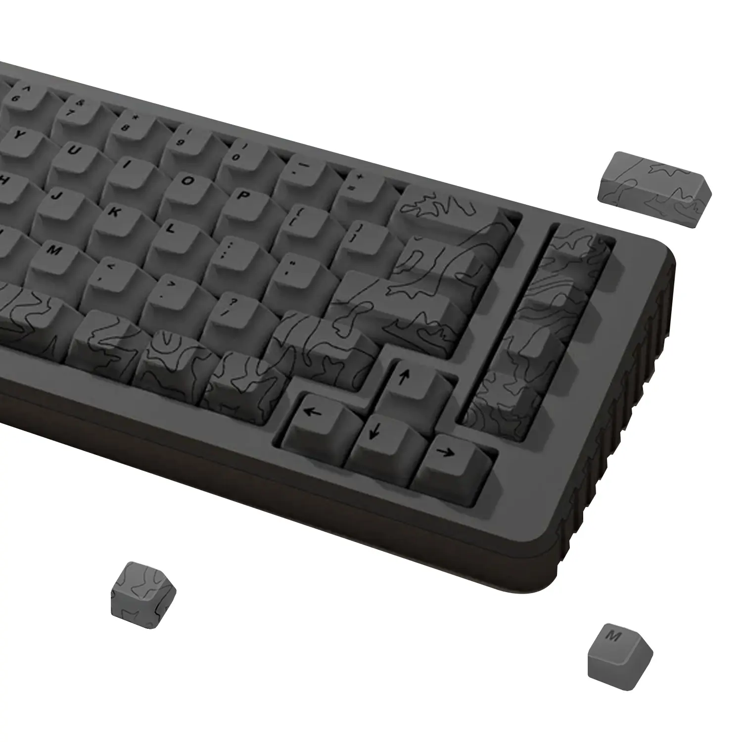 Gray Topo Canyon Keycaps | 164 Keycaps Set | 60%-100% Keyboard Layouts | Premium Dye Sub PBT | 1.7mm Thick Keycaps | Cherry Profile | MX Switch Compatible