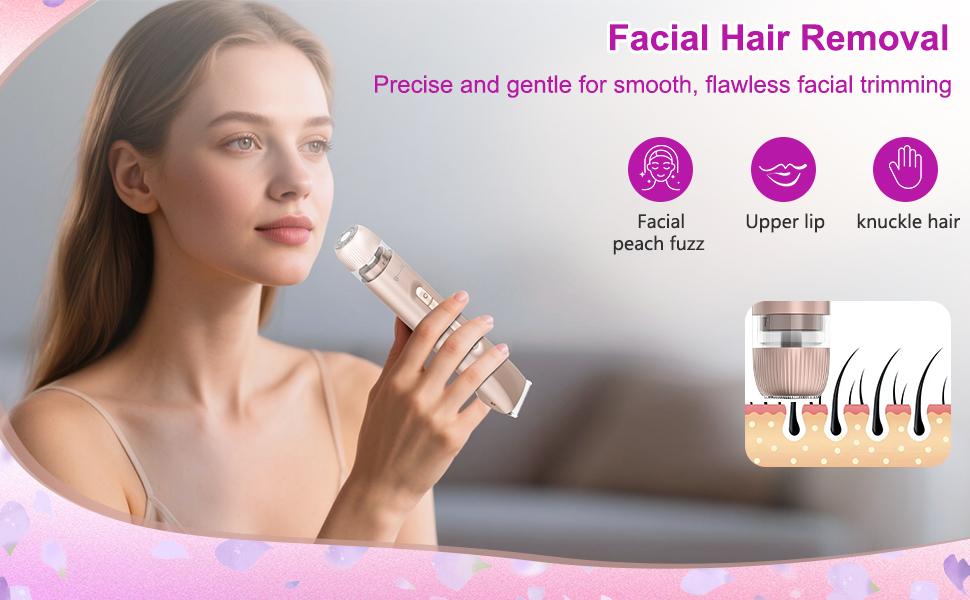 2026 New Women's 2-In-1 Waterproof Electric Shaver & Bikini Trimmer, Dual-Head Hair Removal Razor for Bikini, Underarm, Leg, Arm & Facial Hair, Wet Dry Use, USB Rechargeable (Champagne)