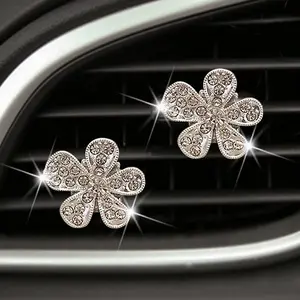 Rhinestone Flower Shaped Car Air Outlet Decoration Clip, Car Air Vent Decoration Clip, Auto Interior Decoration Accessories, Girly Car Interior Sets, Boujee Car Accessories, Car Interior Accessory