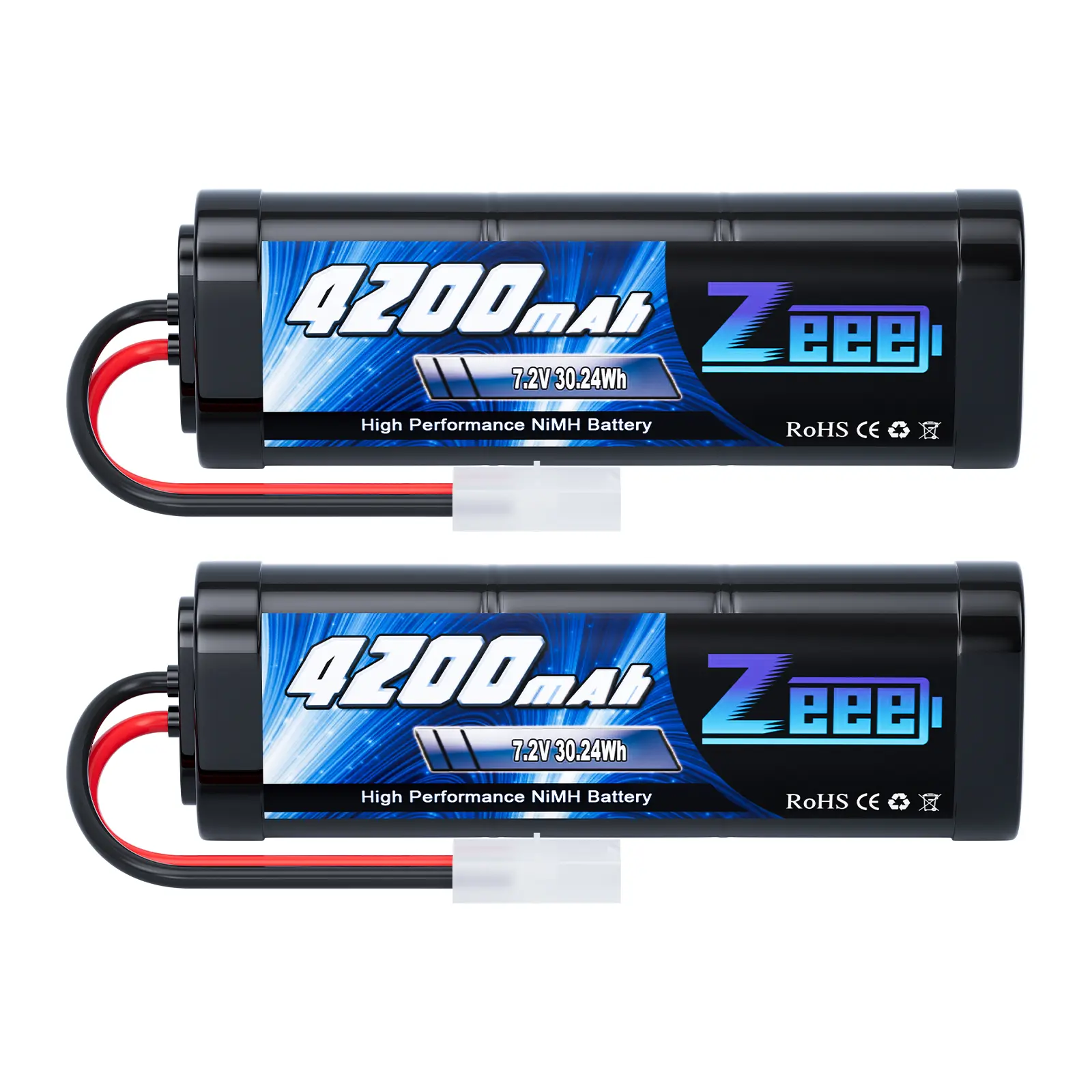 Zeee 7.2V 4200mAh NiMH Battery with Tamiya Connector High Power for RC Car Truck Associated HPI Losi Kyosho Tamiya Hobby(2 Pack) transformer  car