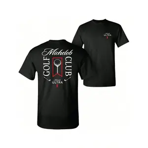 BUSCH Michelob Ultra Golf Club Black Colorway Front/Back Print T-Shirt, Black Shirt Men, Graphic T