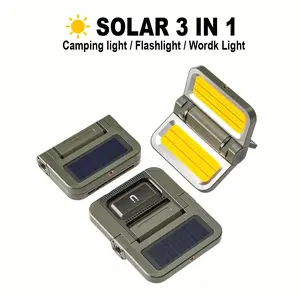 2000LM Solar Lantern Portable LED Flashlight USB Rechargeable with Magnetic Base 3-Color Stepless Dimming Foldable for Fishing Hiking Emergency Home Camping Torch Super Bright Zoomable battery power strong 2-in-1