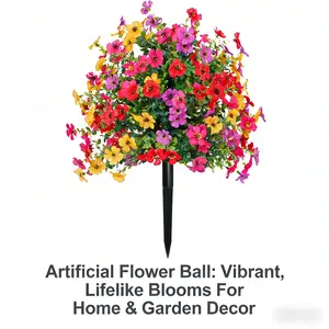 Indoor & Outdoor UV-Resistant Artificial Flower Decorations Easy Install Multicolor Plant for Vases Porches Patios Garden Decorative Bouquet