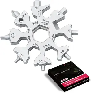 18 in 1 Snowflake Multi Tool, Phillips Flat  Kit/Wrench/Bottle Opener, EDC Camping Gear, Gifts for Men ()