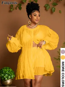 Plus Size Ruched Set, Loose Hoodie + Shorts, Lantern Sleeves, Casual Vibrant Look, Lightweight Comfort, Women's Fashion