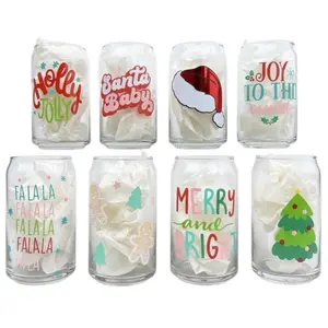 Mystery Christmas Glass Can Cup 16oz with Lid and Straw Decorative Design for Drinkware and Tumblers Mug Bottles Reusable Permanent Vinyl Decal Handmade - Decoration