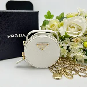 Pre-owned PRADA As Shown Shoulder Bags Saffiano Leather Round Mini Pouch 2120900024703